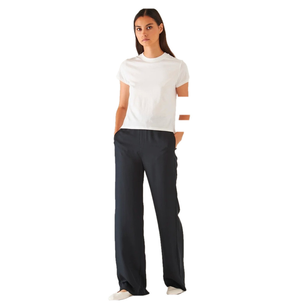 PATRICK ASSARAF 100% Silk Trousers Pull on Pants Navy Blue Elasticized Waist 8